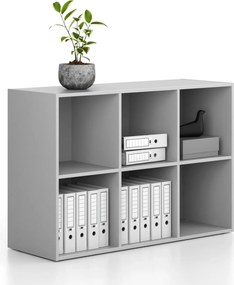 Regał FRAME, niski, 3 kolumny, 881 x 1299 x 450 mm, szary