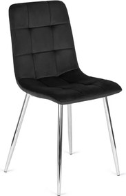 Krzesło Tapicerowane do Jadalni CESAR Czarne Welurowe Nowoczesne Loft