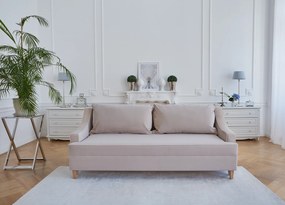 Notting Hill sofa 3-osobowa z funkcją spania i z pojemnikiem na pościel, krawędzie obszyte kedrą. Sofa w stylu modern classic. Sofa do salonu w stylu nowojorskim. Tkanina Matt Velvet, wiele kolorów do wyboru.