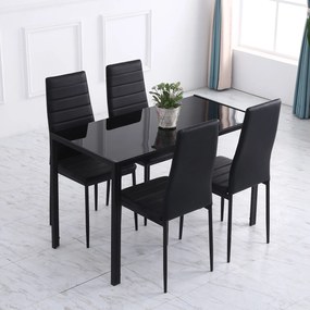 HOMCOM Stół jadalniany kuchenny nowoczesny design 120x60x75 cm czarny do salonu lub kuchni | Aosom PL