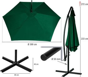 STILISTA Parasol z pokrowcem Ø 3 m, brązowy