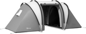 Outsunny Lekki, wodoodporny namiot kempingowy dla 4-5 osób z 3 pokojami, szary