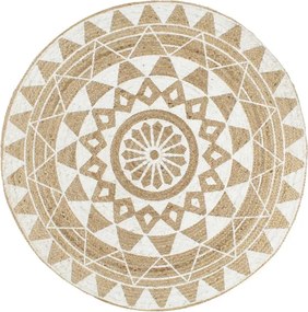 Biały dywanik w geometryczny wzór 120 cm N4-K96