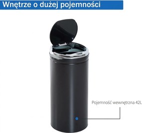 HOMCOM kosz na śmieci automatyczny 42L stal nierdzewna kosz do kuchni z sensorem podczerwieni odpady kuchenne | Aosom PL