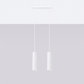 Lampa wisząca minimalistyczny Gloow, aluminium - 2 źródło światła 4000K - L.30 x H.90 cm - biały