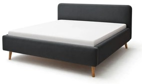 Ciemnoszare tapicerowane łóżko dwuosobowe ze schowkiem i stelażem 160x200 cm Mattis – Meise Möbel