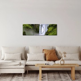 Obraz wodospadów (z zegarem) (90x30 cm)
