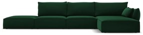 Ciemnozielony aksamitny narożnik (prawostronny/z szezlongiem) Vanda – Mazzini Sofas