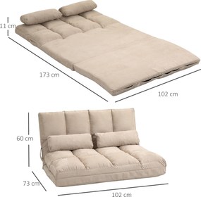 HOMCOM Sofa i Łóżko 2 w 1, Regulowane Oparcie, 102 x 73 x 60 cm, Beżowa