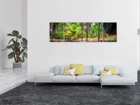Obraz - Drewniana łódź na kanale, Tajlandia (170x50 cm)