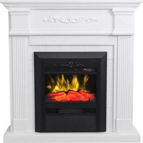 Kominek elektryczny wolnostojący - Z gzymsem - szer. 98 x gł. 26 x wys. 100,8 cm - Biały - OTEMANU