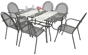 Metalowy zestaw ogrodowy CORINA III. 1 + 6 Stół prostokątny 145x90 cm (CT0309)