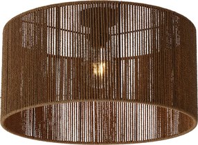 Lampa sufitowa czarna z brązowym abażurem z papierowego sznurka 50/50/25 - Combi
