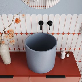 Umywalka betonowa nablatowa okrągła bez otworu na baterię 41 x 40 cm BENE | różne kolory : Kolor - Jagodowy