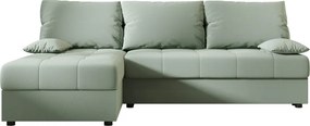 Rozkładana narożna sofa VENORIA SLIM 200x143 cm, jasnozielona, uniwersalna + 2 poduszki GRATIS