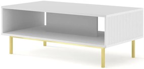 Biały stolik kawowy z lamelami glamour T5-G04