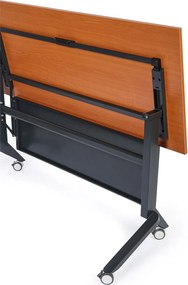 Mobilny stół PRIMO MOVE, 180x60 cm, czarna podstawa, biały