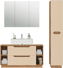 Zestaw mebli łazienkowych dąb/kaszmir ze strukturą płytek 119.2x35x62.5 lotta