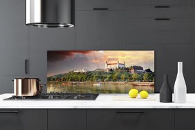 Szkło Ozdobne do Kuchni Panorama Miasta Nad Jeziorem