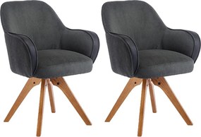 Krzesła do jadalni zestaw 2 szt. - tkanina i metal - czarno-zielone - MENDEL