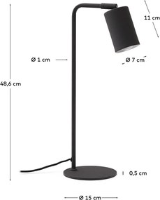 Czarna metalowa lampa stołowa (wysokość 49 cm) Manie – Kave Home