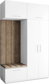 Masseno Garderoba REMA 150/240/60 cm Nowoczesna Szafa do Przedpokoju Biała, MONOLITH 09 (Beżowy)
