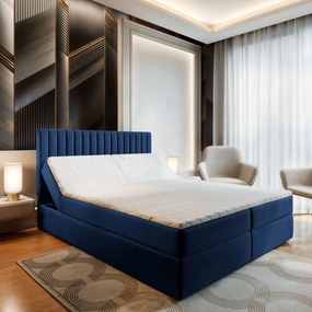 Masseno Łóżko kontynentalne MURLO z pojemnikiem na pościel 140x200 cm - Niebieski, KRONOS 09
