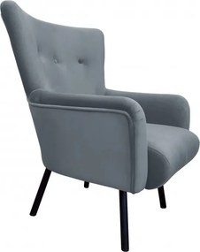 Fotel TULIP tkanina Welur noga metalowa Uszak luksusowy komfort salonu : Kolor nogi - Czarna, Kolor tkaniny - VELVET - BL06