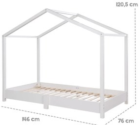 Białe łóżko dziecięce w kształcie domku 70x140 cm Montessori – Roba