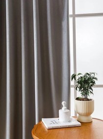 Jasnoszara zasłona zaciemniająca VELVET 140x250 cm Zawieszanie: Taśma z wiązaniami