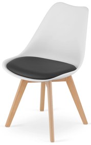 Zestaw jadalniany 1 + 4, biały stół ADRIA 120x80 cm + biało-czarne krzesło BALI MARK z bukowymi nogami