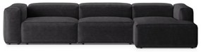 Ciemnoszary sztruksowy narożnik (prawostronny/z szezlongiem) Bergamo – Cosmopolitan Design