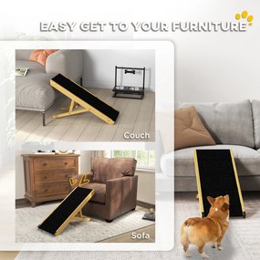 PawHut Rampa dla Zwierząt, Regulowana, 4-stopniowa, Antypoślizgowa, Składana, Drewno Sosnowe, dla Psów do 15 kg