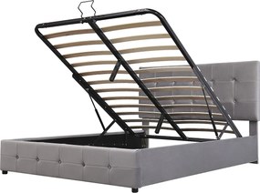 Łóżko ze schowkiem i regulowanym zagłówkiem - 140 x 200 cm - aksamit - styl skandynawski - szary