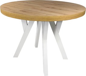 Stół okrągły rozkładany Ø 90/190 dąb artisan + białe nogi