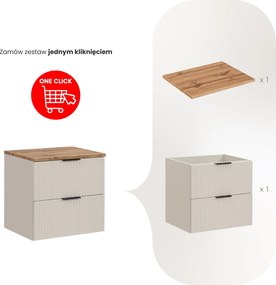 Szafka pod umywalkę nablatową Adel 60 cm, kaszmir/dąb wotan