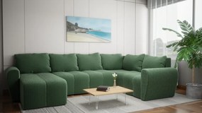 Narożnik z rozkładaną funkcją spania i poduchami oparciowymi - Bueno XL w sztruksowym materiale Lincol 03- lewy