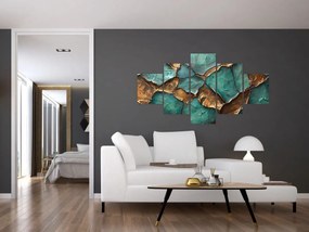 Obraz - Zielono-złoty obraz (125x70 cm)