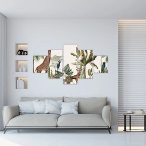 Obraz - Dżungla pełna zwierząt (125x70 cm)