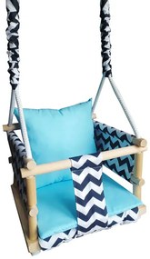 Niebieska drewniana huśtawka dziecięca 3w1 B9-R27