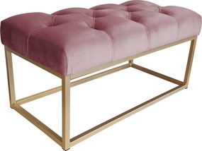 Ławka CHESTERFIELD tkanina Welur loft ławka metal : Kolor Stelaża - Złoty, Kolor tkaniny - VELVET - MG58, Typ tkaniny - Velvet