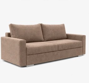 Sofa z Funkcją Spania DRAVOS Ciemnobeżowa Sztruksowa Japandi