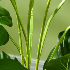 HOMCOM Sztuczna Roślina Monstera Deliciosa z Realistycznym Wyglądem, Doniczka i Cementowa Ziemia, 17,5 cm x 17,5 cm x 120 cm, Zielona