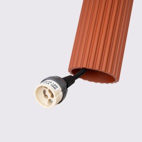 Lampa wisząca KARBON 3L ochra czerwona ryflowana SOLLUX  LIGHTING