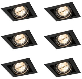 Zestaw 6 regulowanych reflektorów wpuszczanych czarnych AR111 - Oneon