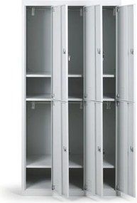 Szafka skrytkowa S2, 6 schowków, 1820 x 900 x 500 mm, demontaż, zamek cylindryczny, drzwi szare