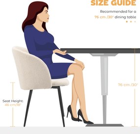 HOMCOM Zestaw 2 krzeseł jadalnych, krzesła tapicerowane z materiału, krzesła kuchenne ze stalowymi nogami, z ergonomicznym oparciem, kremowe