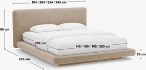 Tapicerowane łóżko dwuosobowe 200x200 cm w kolorze kości słoniowej Linea – Micadoni