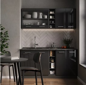 Pojedyncza kuchnia antracyt wysoki połysk/antracyt 160x46x81.6 r-line