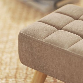 HOMCOM Puf z wyściełaniem, wygląd lnu, nogi z drewna, do 110 kg, Brązowy